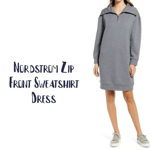 NWT Navy Blue Nordstrom Sweatshirt Dress - Picture 1 of 4